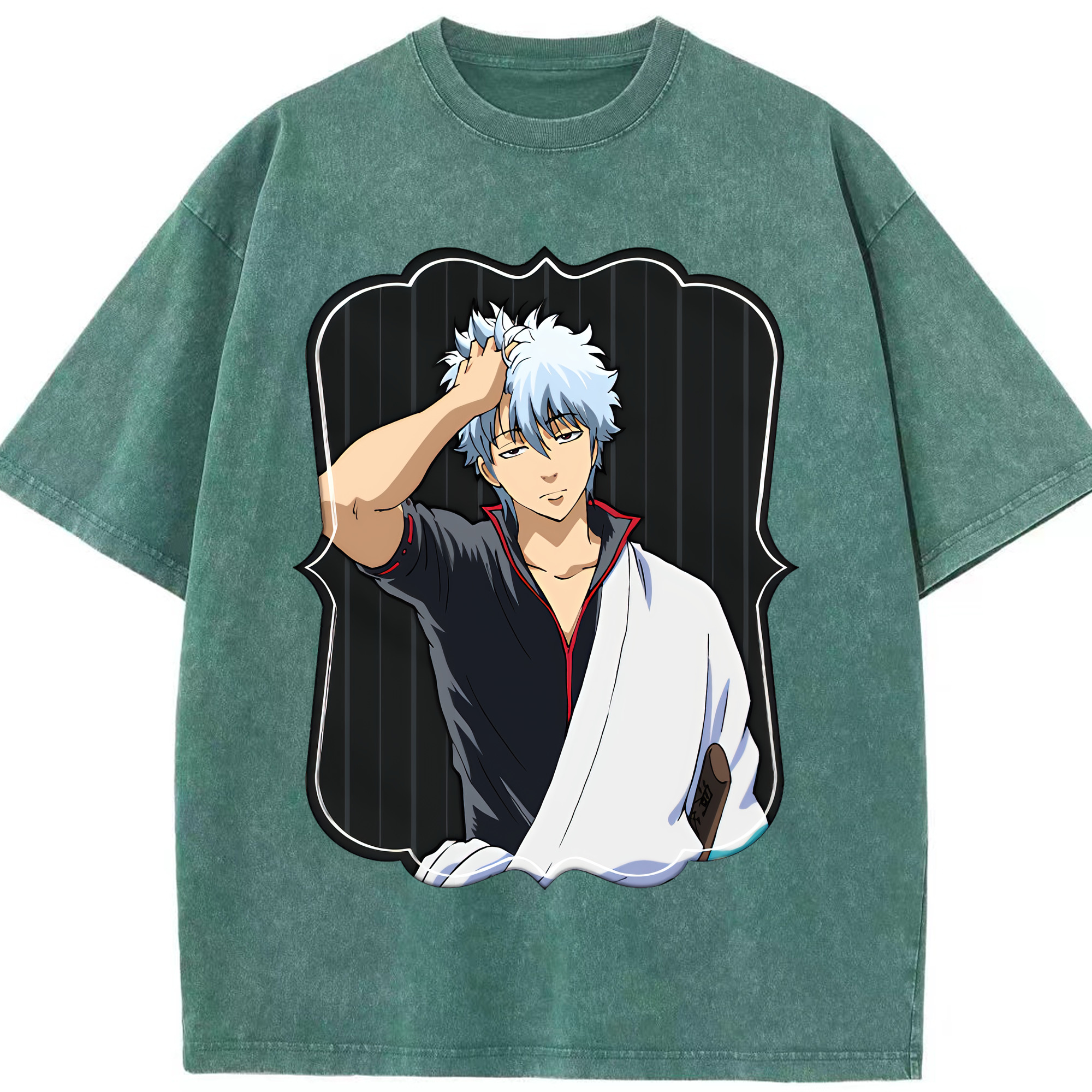 （画像用） ぎんたま 坂田銀時（さかたぎんとき） 神楽 志村新八（しむら しんぱち） GINTAMA Sakata Gintoki Kagura Shimura Shinpachi 綿100% ヴィンテージ風 半袖Tシャツ（フロントプリント）